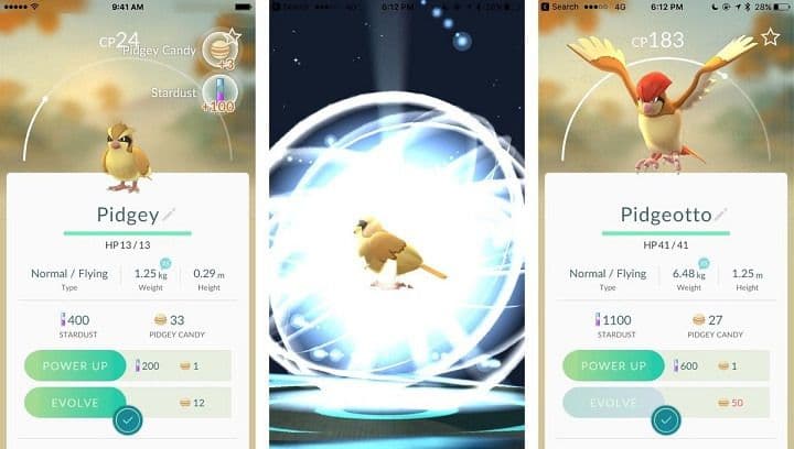 Evolución en Pokémon GO