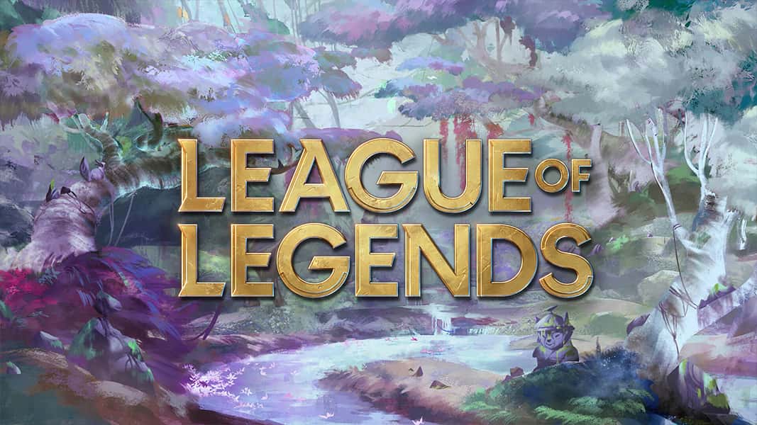 Logo de League of Legends con la jungla de fondo