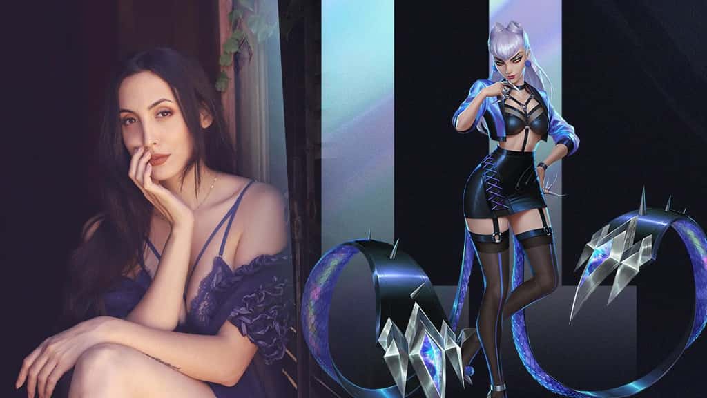 K/DA Evelynn con All Out costume next to Glory Lamothe