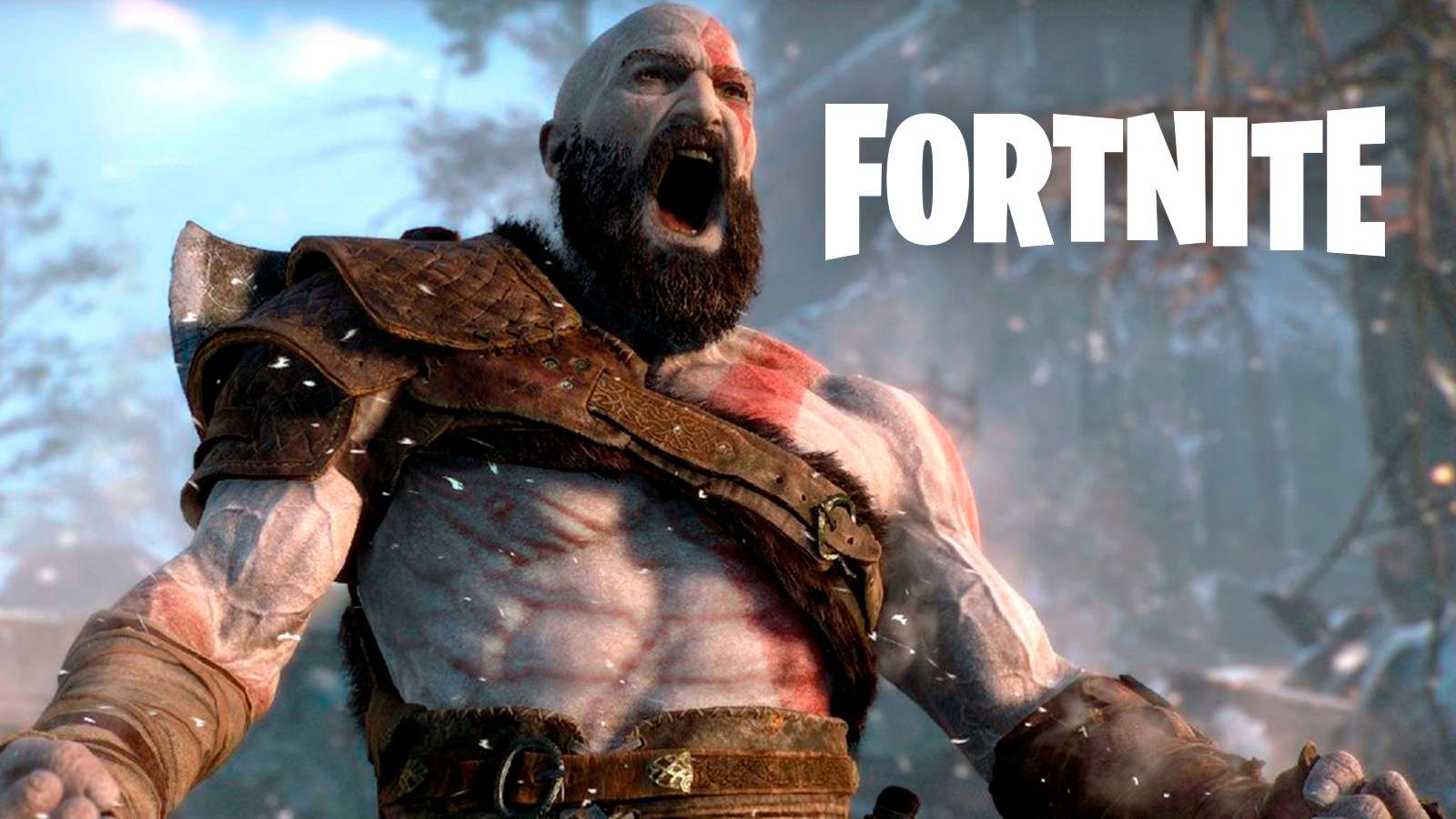 Kratos con el logo de Fortnite