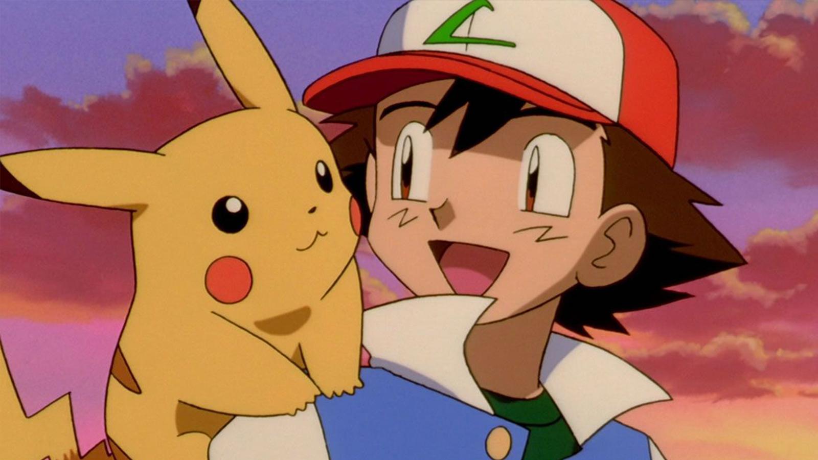 Pikachu y Ash en el anime de Pokémon