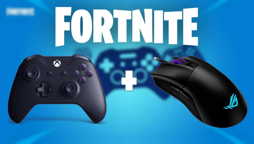 Mando y ratón con el logo de Fortnite