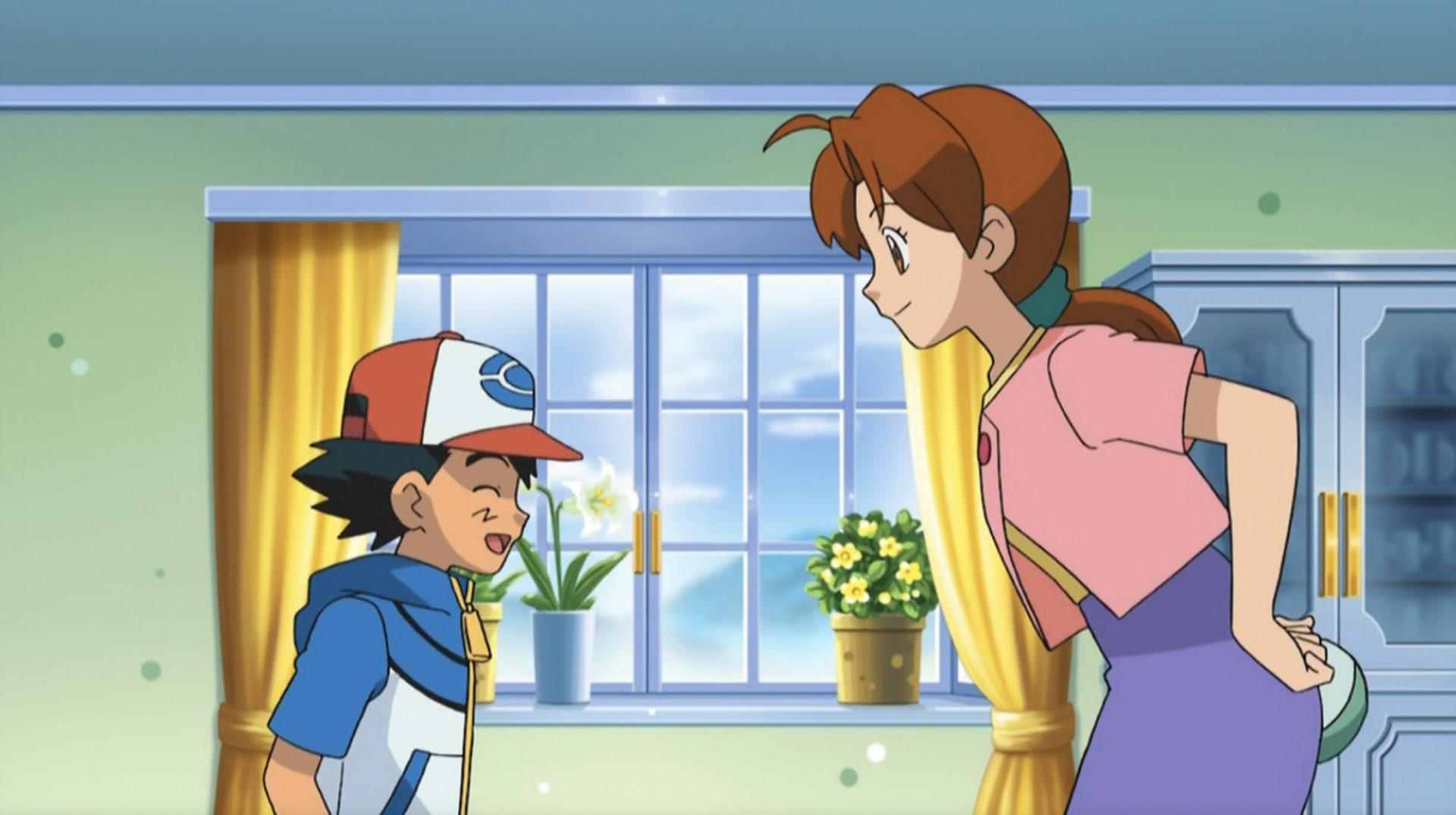 Ash y su madre anime Pokémon