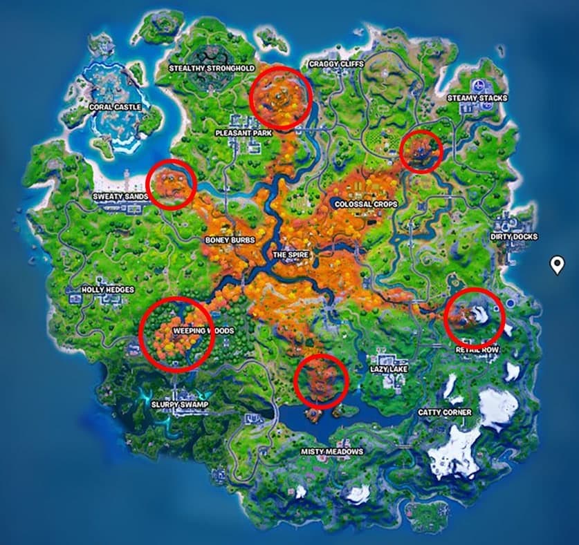 Mapa de la ubicación de Desafío talisman fortnite