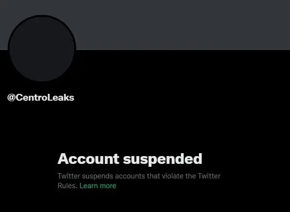 centroleaks suspendido en Twitter