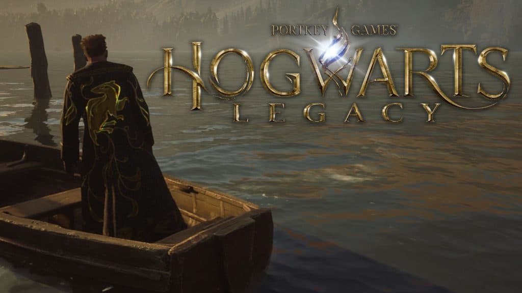 personaje de hogwarts legacy en un bote