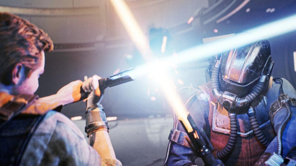 personajes de star wars luchando sables laser