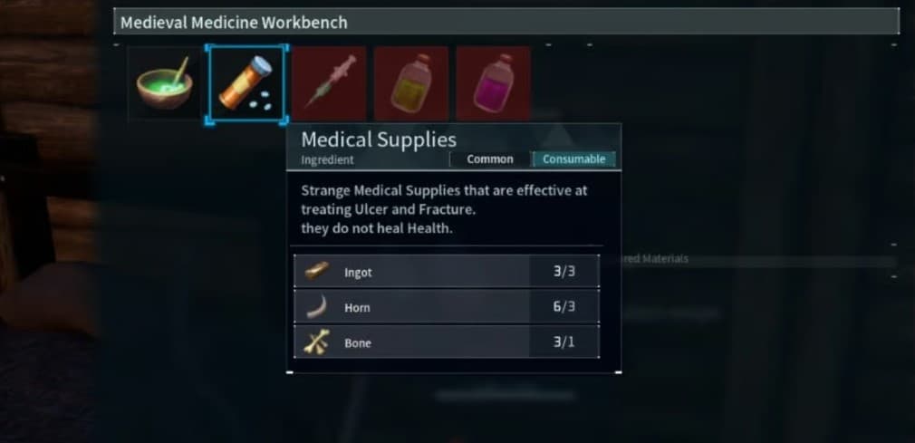 suministros médicos palworld