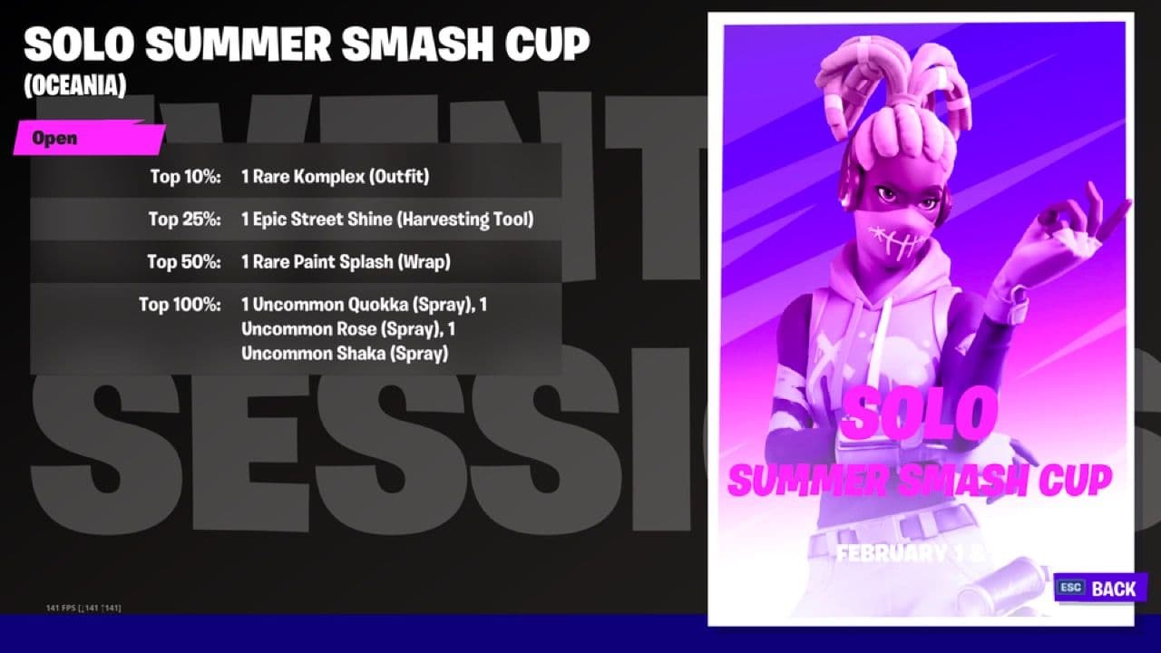 Fortnite recompensas de la Summer Smash Cup