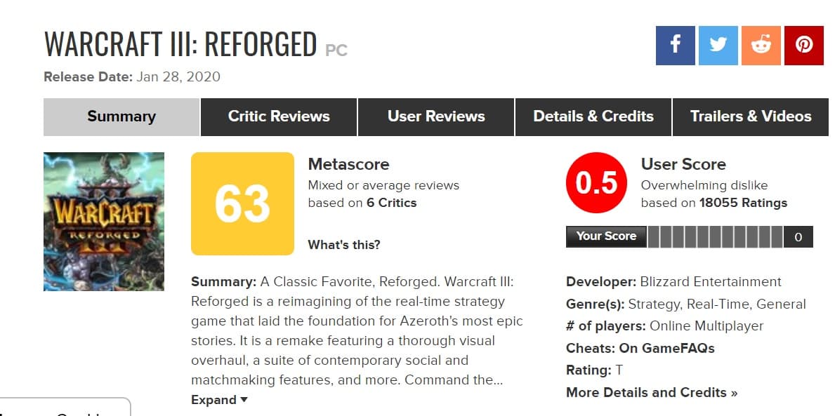 Warcraft 3 Reforged media Metacritic
