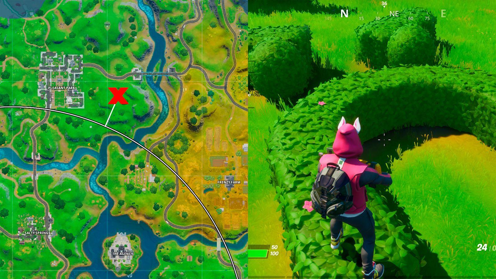 Map spot and location of Grumpy Green in Fortnite.