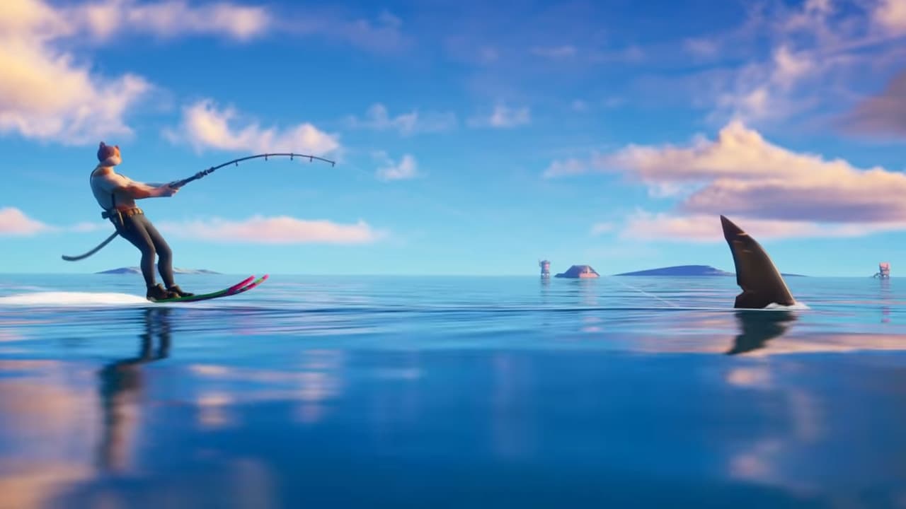 Cabalgando un tiburón en Fortnite