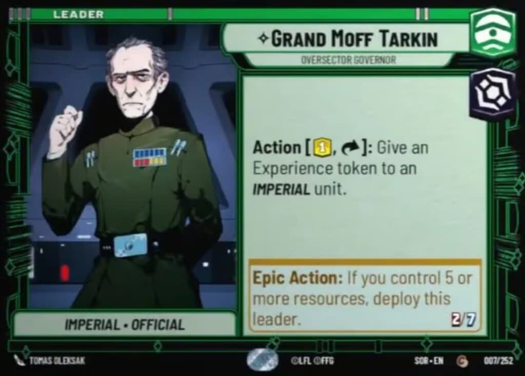 Carta de Líder de Gran Moff Tarkin en Star Wars Unlimited