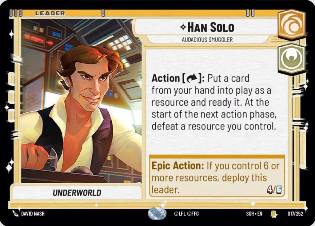 Carta de Líder Han Solo en Star Wars Unlimited